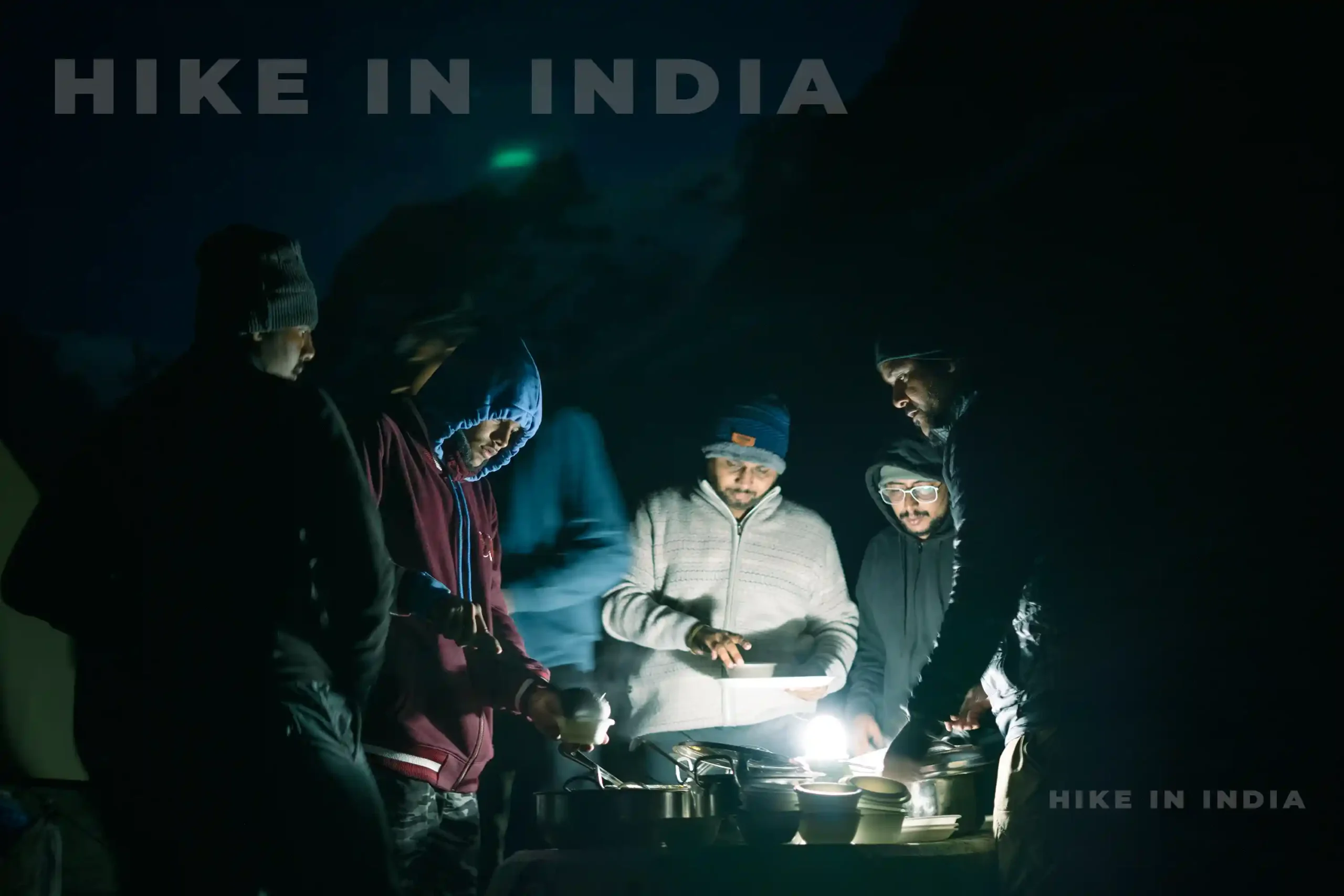 Group having Dinner at Hampta Pass Trek