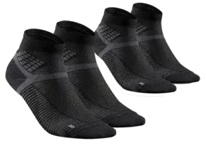 Unisex Anti-Friction Mid Ankle Socks with Quick Drying 2 Pairs Black - NH500